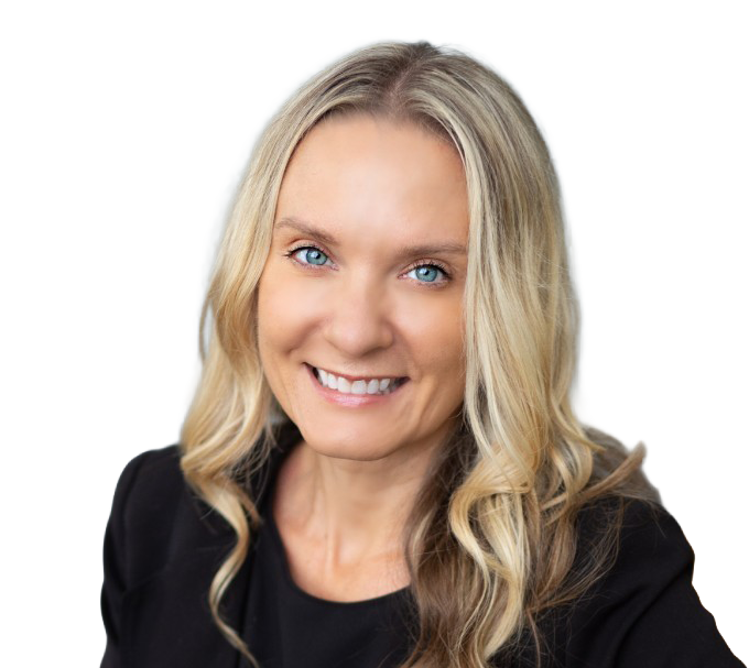 image of a blonde woman with curly hair smiling